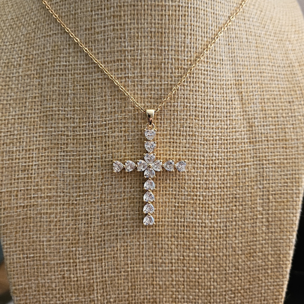 Park Lane Elegant Gold and Silver Cross Pendant Necklace. New in box.